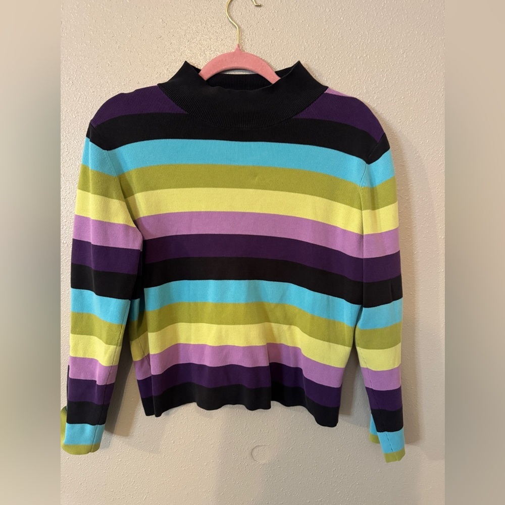 90’s striped cotton blend vintage turtleneck sweater baggy grunge Y2K size L